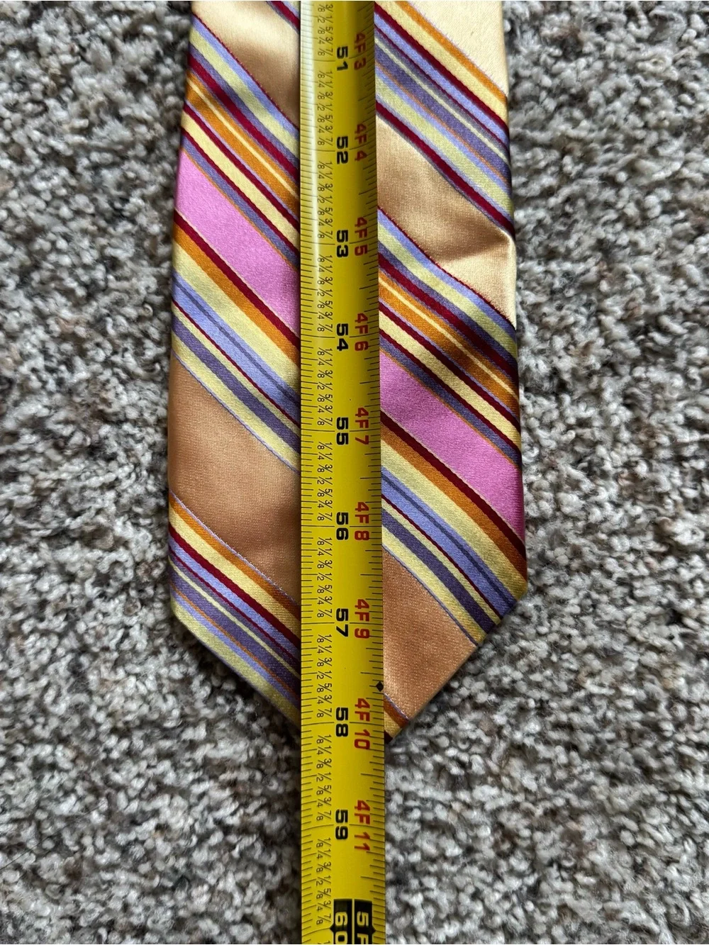 Ted Baker London Mens Tie Multicolor Striped Pink Gold Purple Necktie 100% Silk